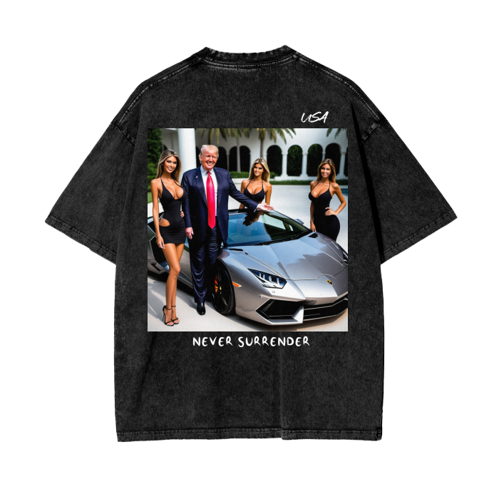 Never Surrender, 250G Oversized Acid Washed Tee