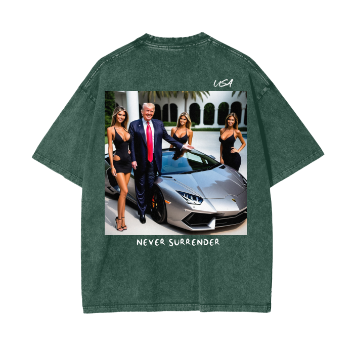 Never Surrender, 250G Oversized Acid Washed Tee