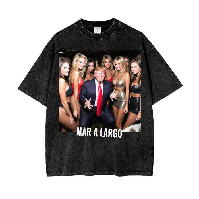 Mar A Largo, 250G Oversized Acid Washed Tee