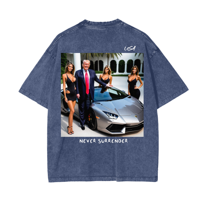 Never Surrender, 250G Oversized Acid Washed Tee