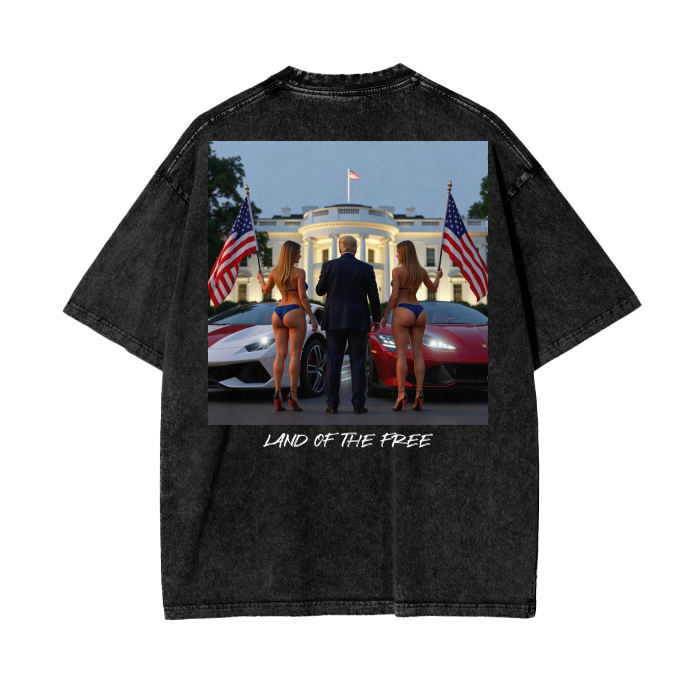 Land Of The Free, 250G Oversized Acid Washed Tee