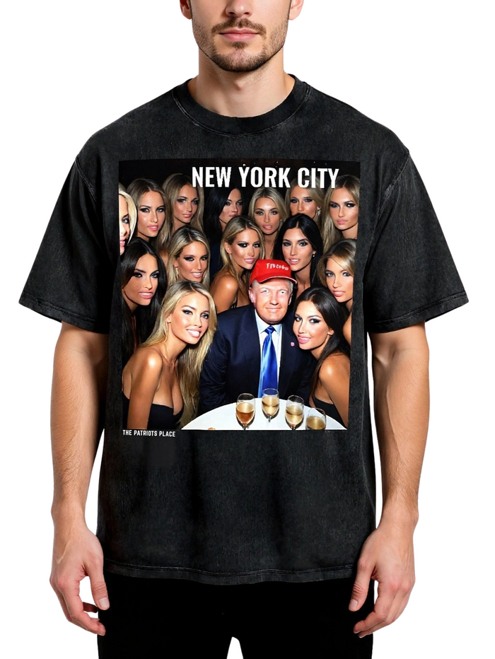Mr. 47th's NYC Party, 250G Oversized Acid Washed Tee