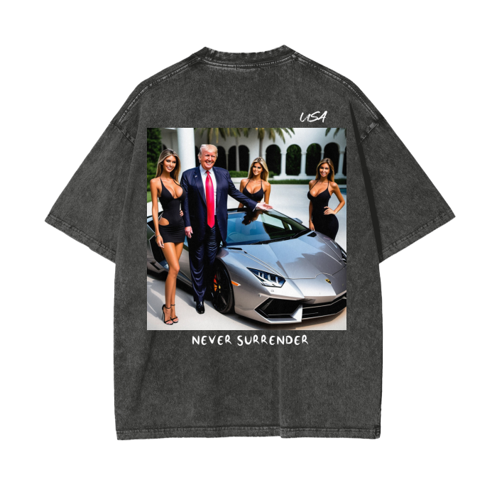 Never Surrender, 250G Oversized Acid Washed Tee