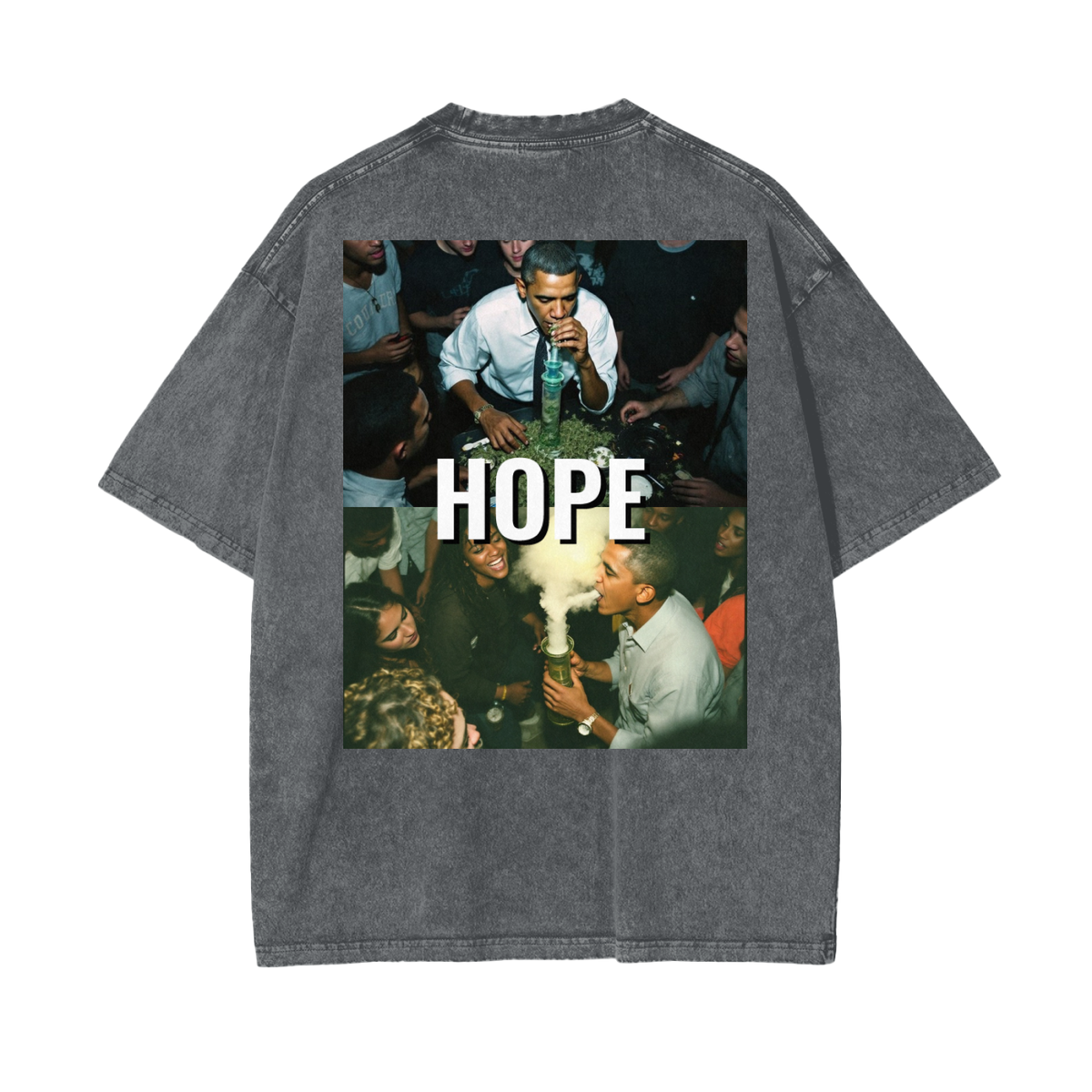 Obomba "Hope & Dope" Acid Wash Oversize Tee -Back Design