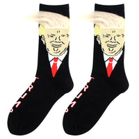 Trump Socks with Hair Trump Face Compression Socks Soft Funny Wig Socks Fashion Street Style Socks for Outdoor Sports