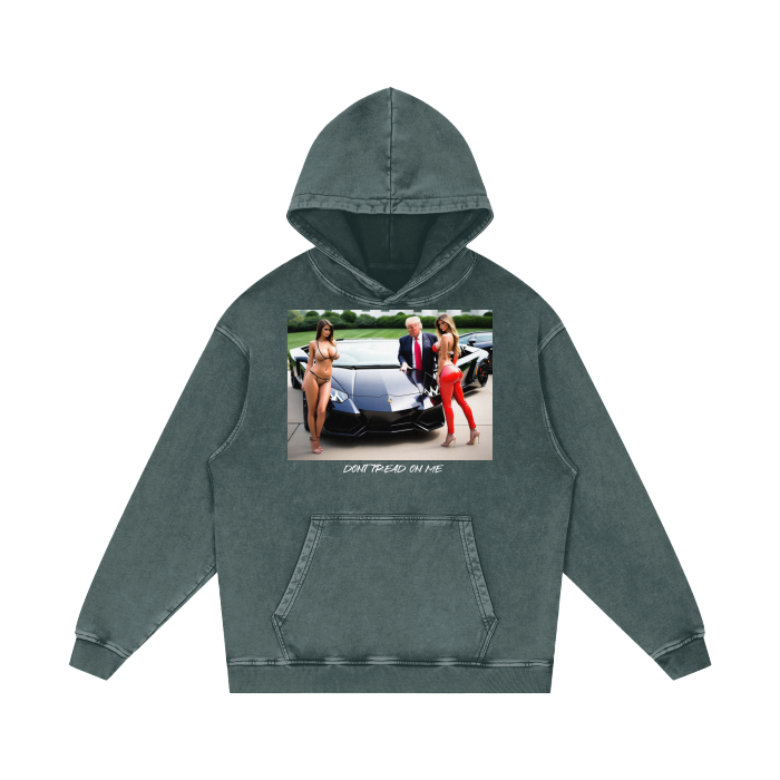 Mr.47th's Colombianas & Lambos Acid Wash Oversize Hooded Sweatshirt