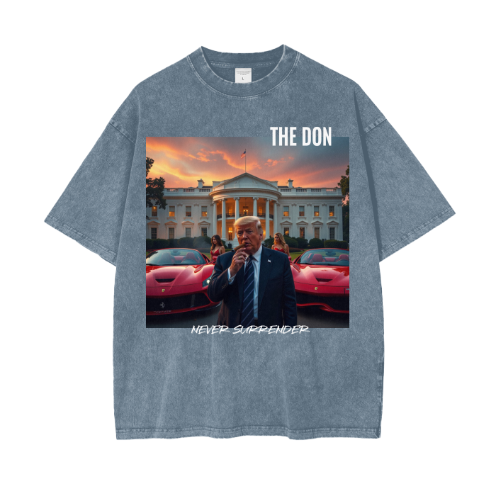 THE DON Never Surrender Acid Wash Oversize Tee