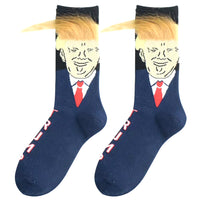 Trump Socks with Hair Trump Face Compression Socks Soft Funny Wig Socks Fashion Street Style Socks for Outdoor Sports