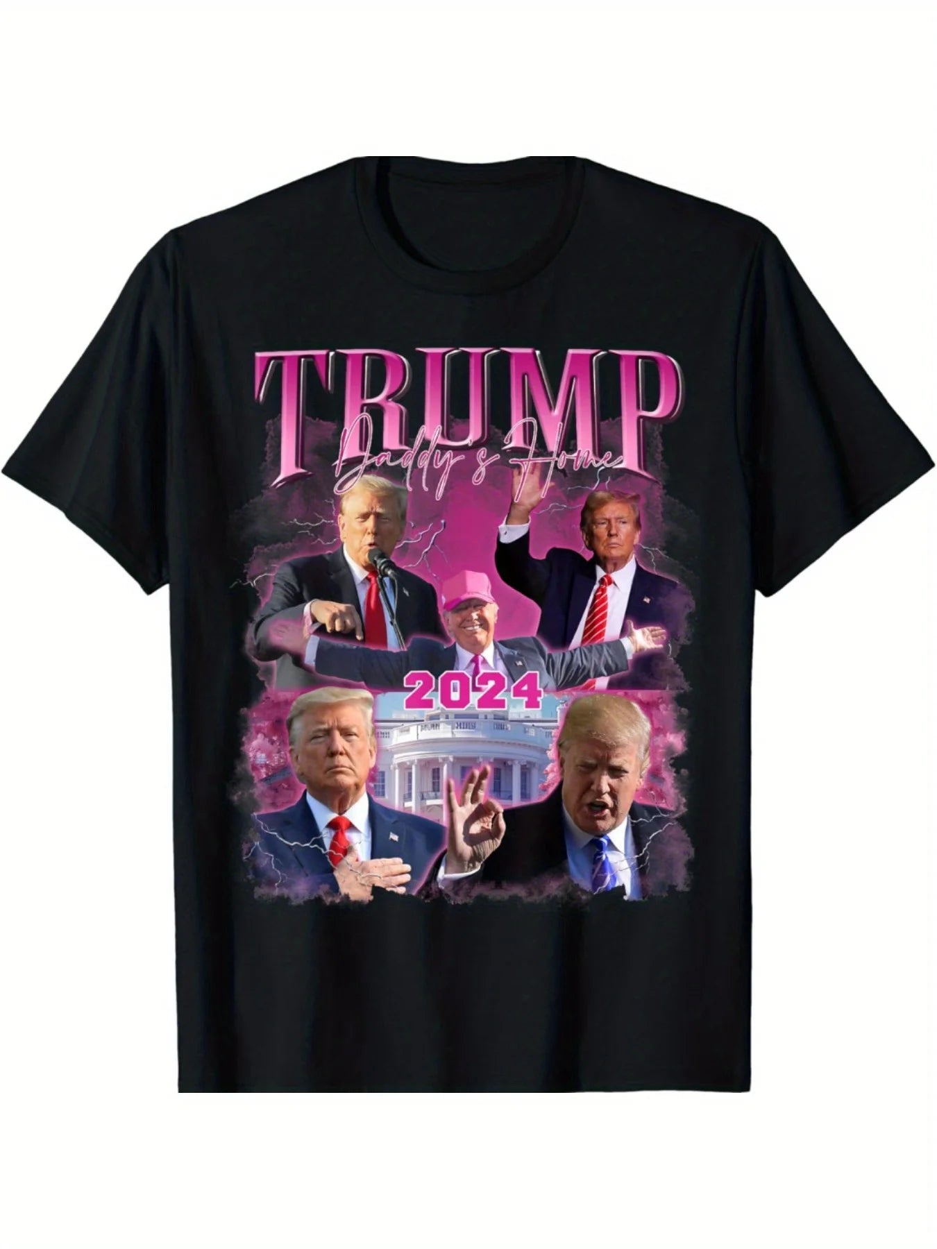 Take America Back Daddy'S Home Trump Pink Bootleg Style T-Shirt 2024 -DJT -Trump -Trump Survived -USA Freedom -Donald J. Trump