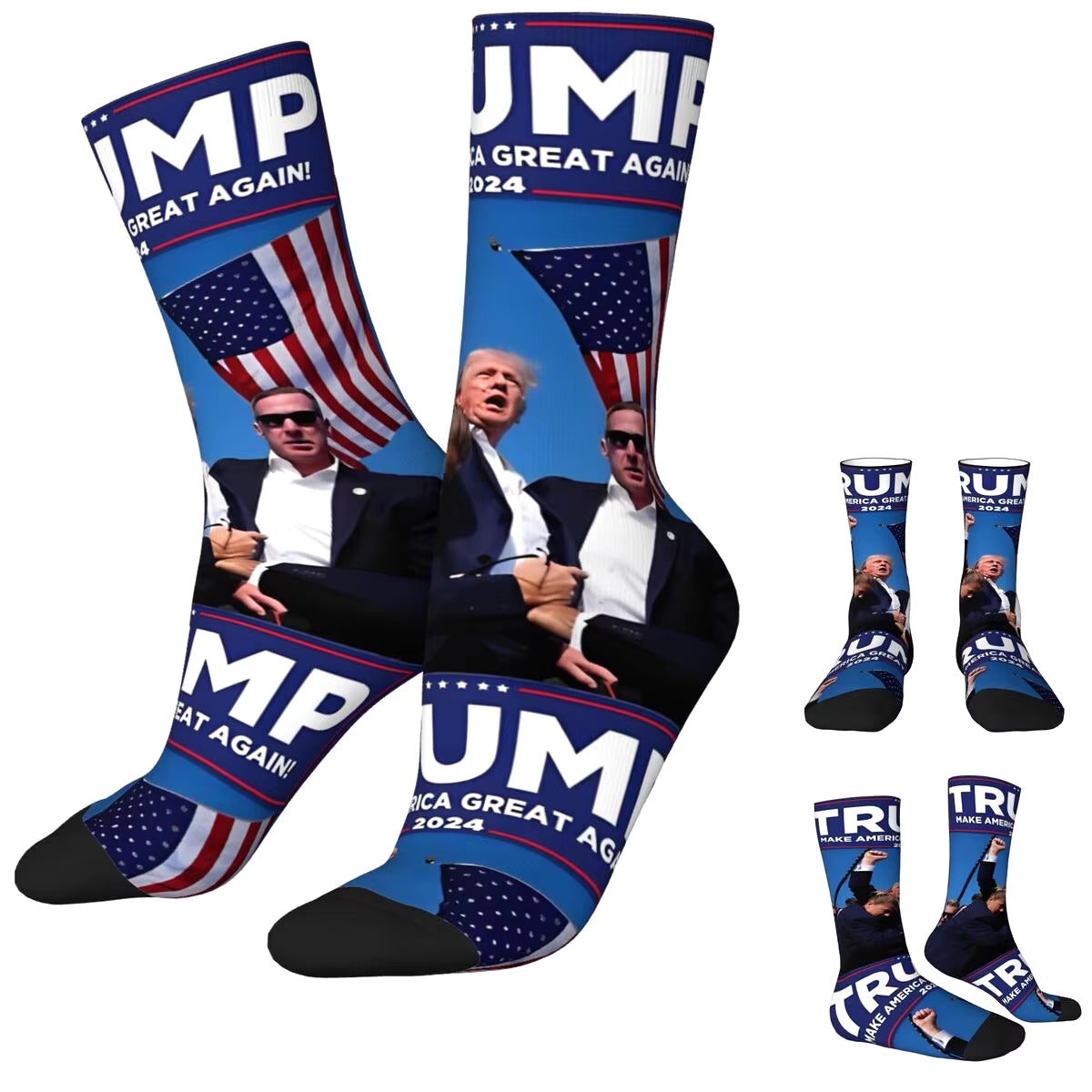 Donald Trump 2024 Assassination Attempt Socks Winter Stockings Funny Adults Men Socks Printed Sports anti Bacterial Socks