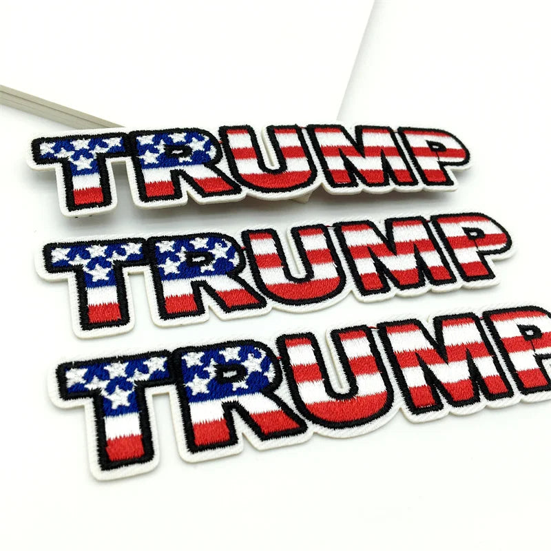 3Pcs Trump  Embroidered Iron-On Cloth Patches 