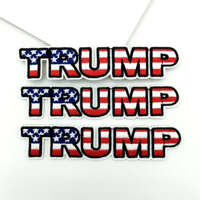 3Pcs Trump  Embroidered Iron-On Cloth Patches 