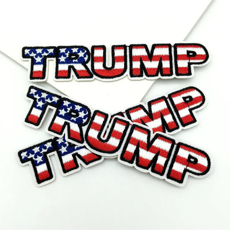 3Pcs Trump  Embroidered Iron-On Cloth Patches 