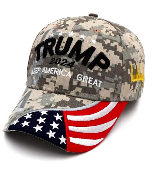 Keep America Great Trump Army Camo/USA Flag Hat