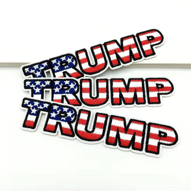 3Pcs Trump  Embroidered Iron-On Cloth Patches 