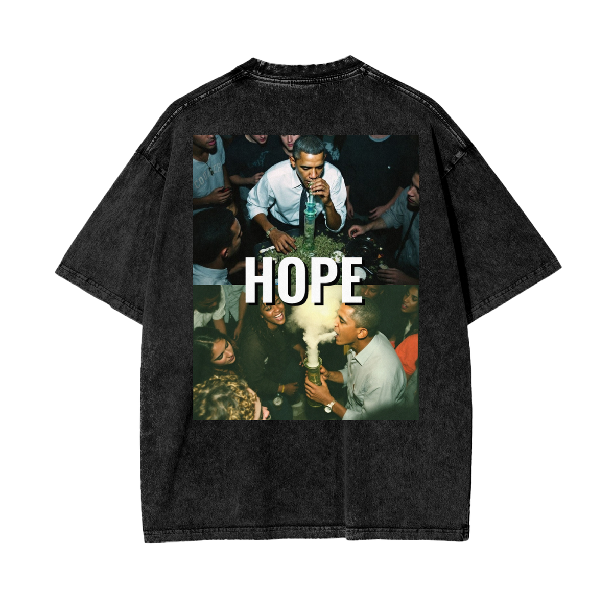 Obomba "Hope & Dope" Acid Wash Oversize Tee -Back Design